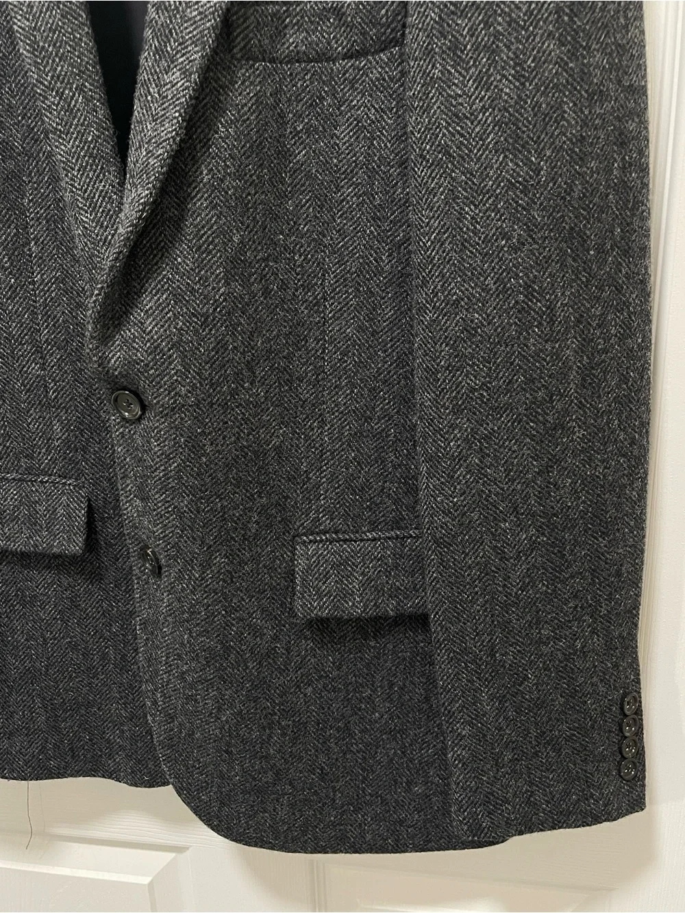 J Crew Charcoal Black Herringbone English Wool Ludlow Jacket Yorkshire Tweed 40R